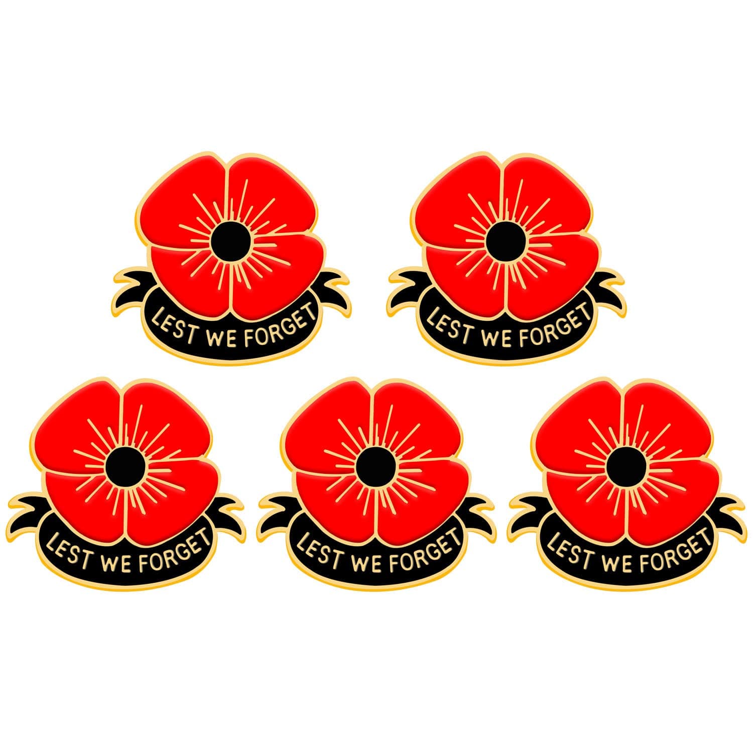 Lumengqi 2pcs 5pcs 9pcs Lest We Forget Red Flower Lapel Pins Brooch Remembrance Day Gift Veterans Day Remembrance Day Memorial Day Jewelry Accessories, Metal, no gemstone