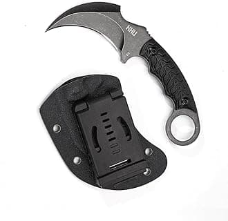 KHU Fixed Blade Knife Tactical, Hunting Knife Survival Knife EDC Knife Camping Knife D2 Steel G10 Handle, Outdoor Fishing Hunting Accessories Camping Gear with Kydex Sheath (Black-18A)