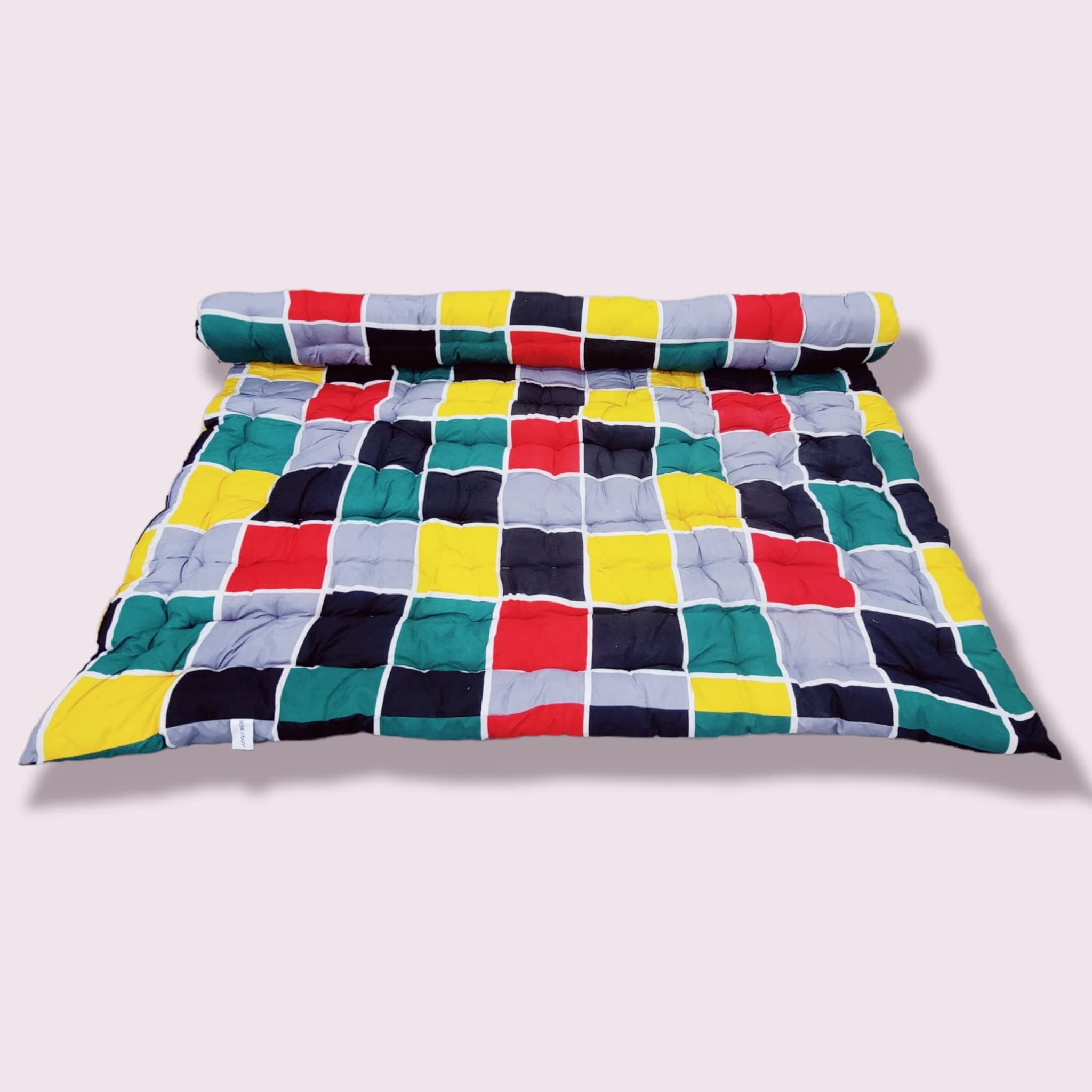 Soft Cotton Quilt Foldable Movable Picnic Light Weight Filled Single Firm Mattress| Gadda (3D Design Printed, 1 Sleeping Capacity, 3 x 6 ft or 72 x 36 Inches) (Multicolor Boxes)