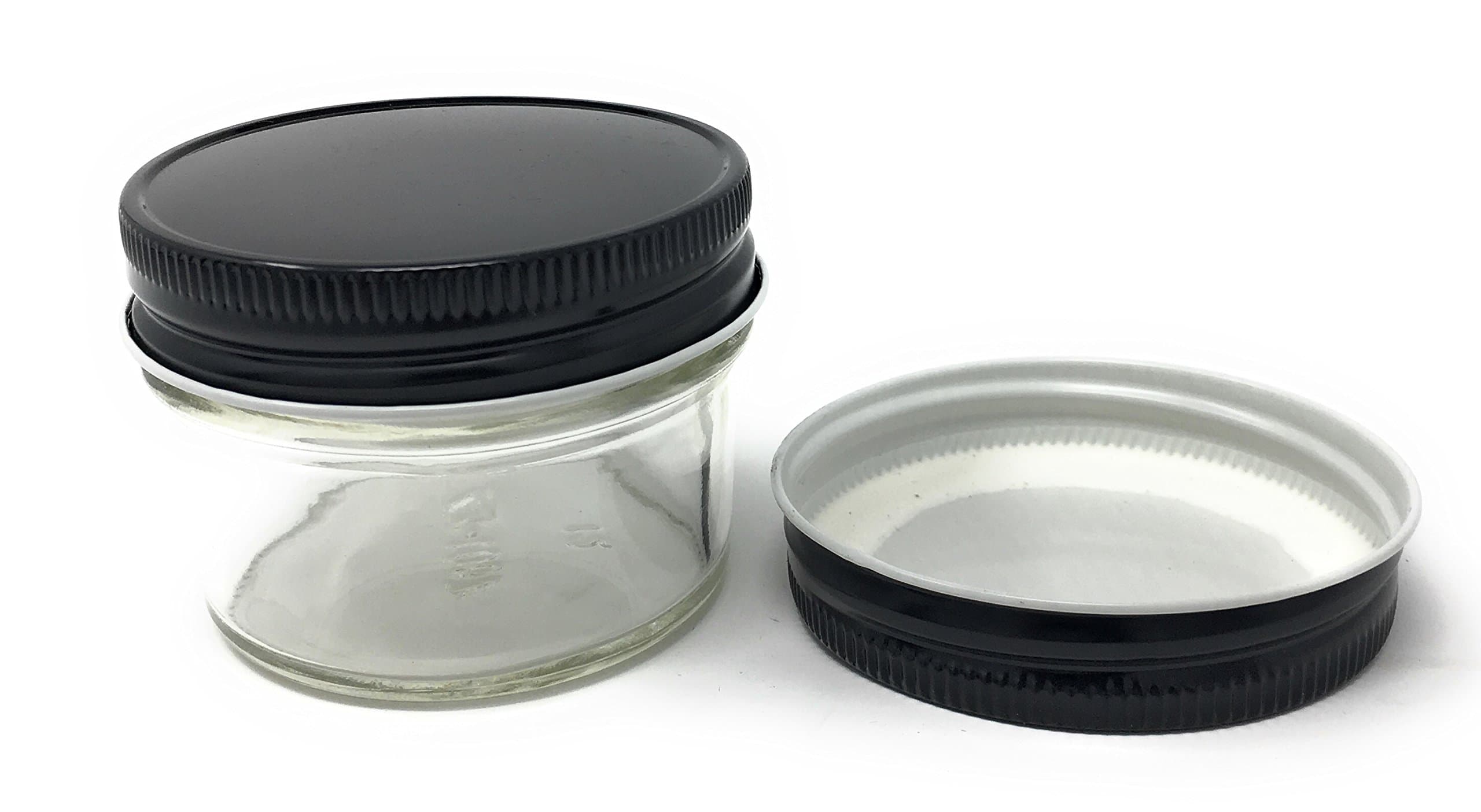 4 oz Mason Jar Clear Round Regular Mouth in Case of 12 (12 Pack) by Packaging For You (Black)