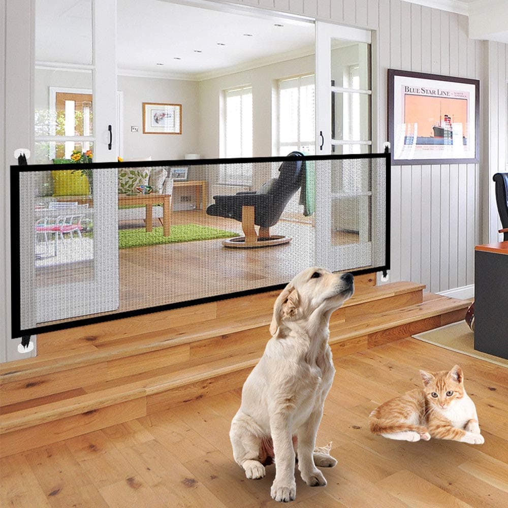 KSNOW Magic Dog Safe Gate Portable Folding Safe Guard Install Anywhere Mesh Cloth Pet Gate(72" * 27“)