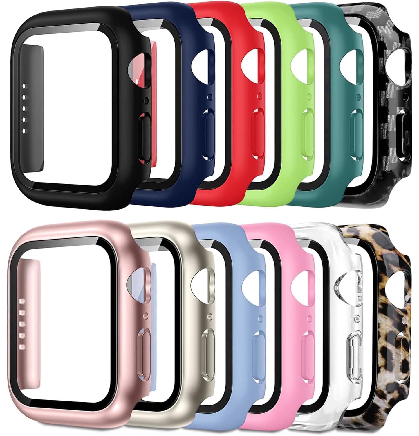 Pocoukate 12 Pack Case 40mm with Tempered Glass Screen Protector Hard PC for Apple Watch Series SE 3/6 /5/4 40mm, iWatch Accessories Full Scratch-Resistant Protective Cover