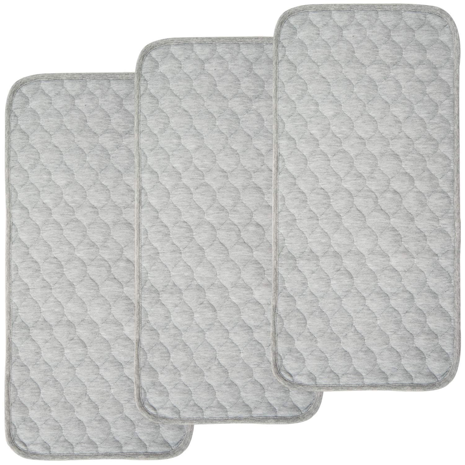 BlueSnail Quilted Thicker Waterproof Changing Pad Liners 3 Count(Gray 13” x 27”)