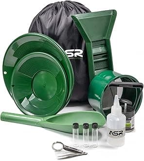 Lightweight Backpack Gold Panning Kit with Mini Rubber Sluice Box, 14pc