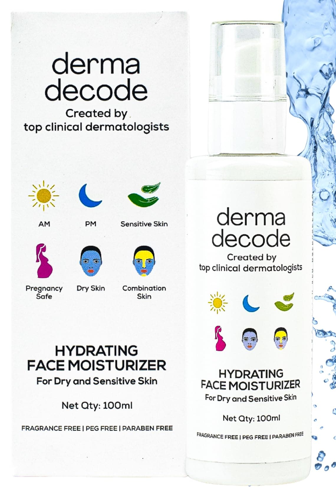 derma decode Hydrate & Nourish Face Moisturizer For Dry, Sensitive Skin With Hyaluronic Acid & Natural Aloe Vera Gel| Men & Women - 100 Ml