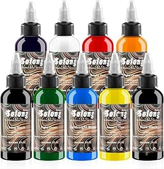 9PCS Tattoo Ink Color Set, 1oz (30ml) Tattoo Supply USA Pigment Kit Solong Tattoo Ink Set TI302S-30-9