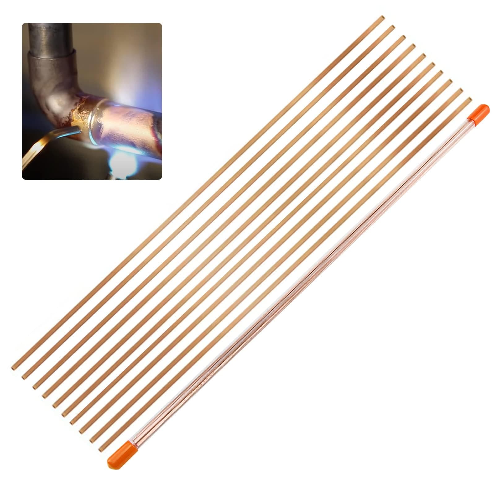Cloud Fire 10 Rods Copper Brazing Rod 15.7", Low Temperature Welding Rod, Welding Consumables with Good Liquidity for Welding Refrigerator, Air Conditioner Copper Pipes, Copper Products
