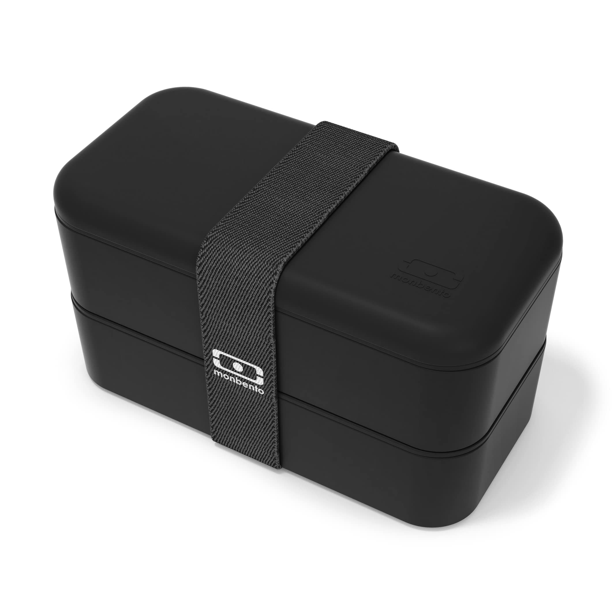 Bento Box Adult MB Original Onyx - 2 Leakproof Compartments - Stackable Lunch Box Perfect for Work/Picnic/Sports - BPA Free Food Containers - Microwave & Dishwasher Safe - Black