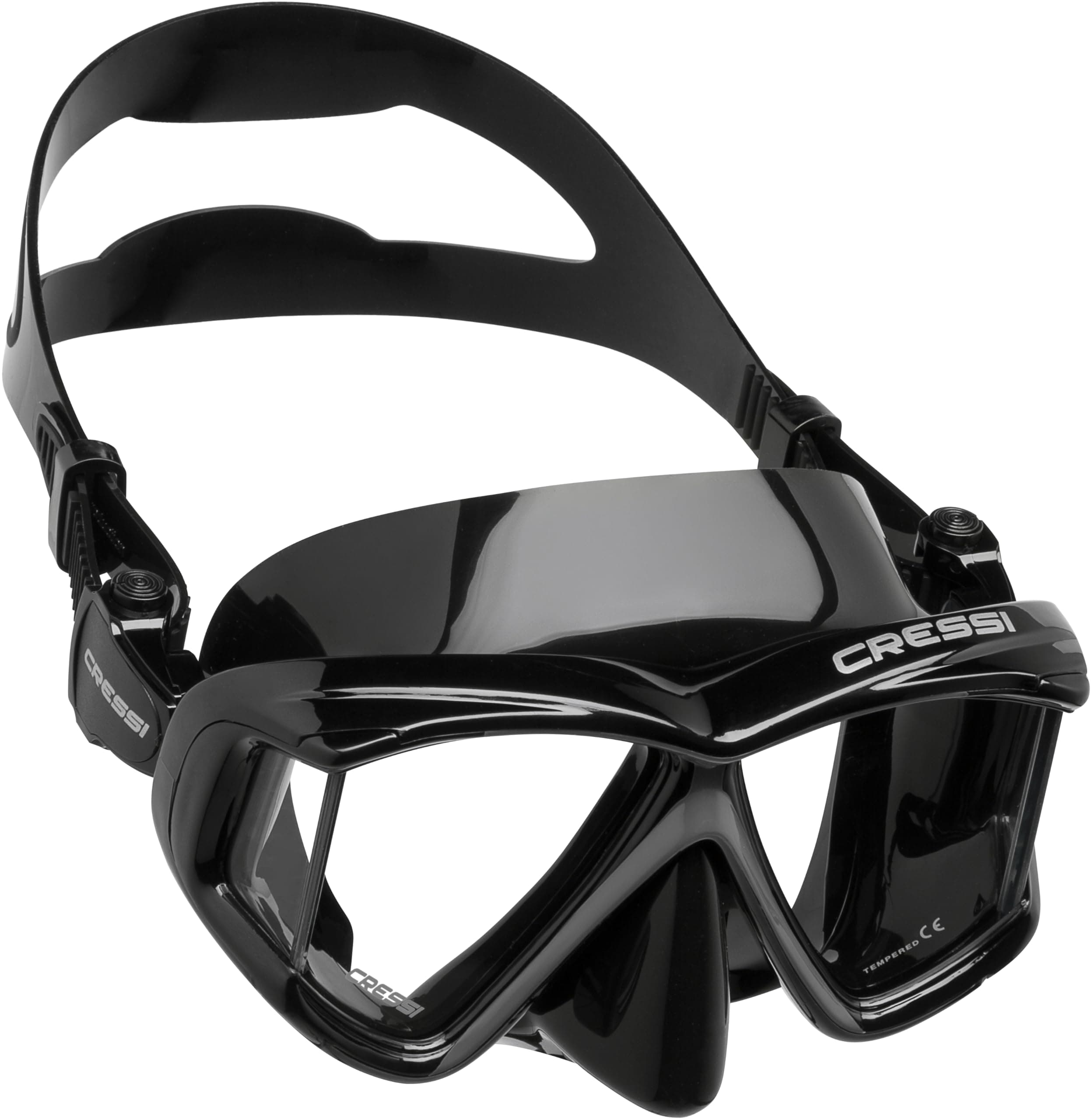 Wide View Dive Mask - 4-Window Tempered Glass - Soft Silicone Skirt for Perfect Seal - Pano 4: Designed in Italy