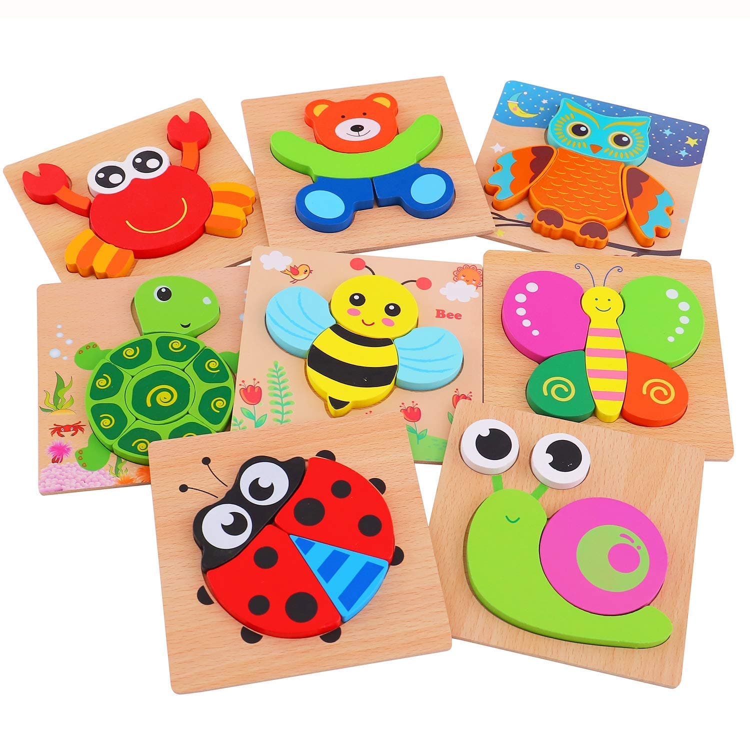 8Pcs Wooden Jigsaw Puzzles