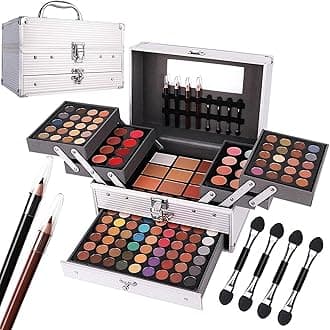 132 Color All In One Makeup Kit,Professional Makeup Case,Makeup Set for Teen Girls,Makeup Palette,Multicolor Eyeshadow Kit(006N2-Silver)