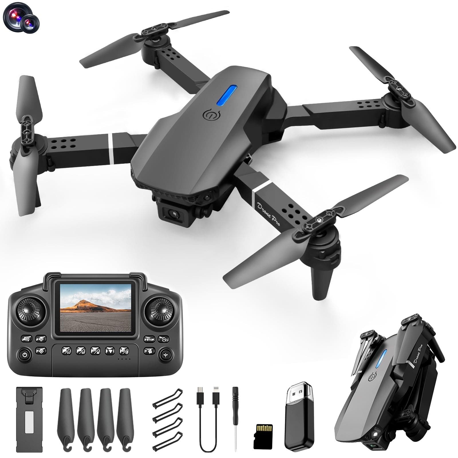 Mini Drone With Camera Remote Control Drones With Screen Display 2.4G Headless Mode, One Key Take off/Landing RC Quadcopter Altitude Hold For Adults Fpv Drone Birthday for Men Women