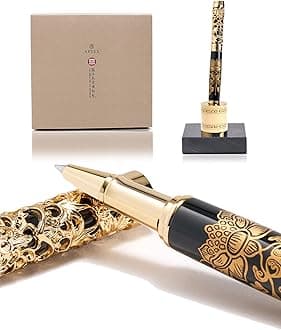 ARTEX Executive Rollerball Pen Sets With Stand - Museum Art Collections - Crafting Timeless Beauty - Luxury Pen Gift & Office Desk Decor, German SCHMIDT refill, Solid Metal & Marble Texture
