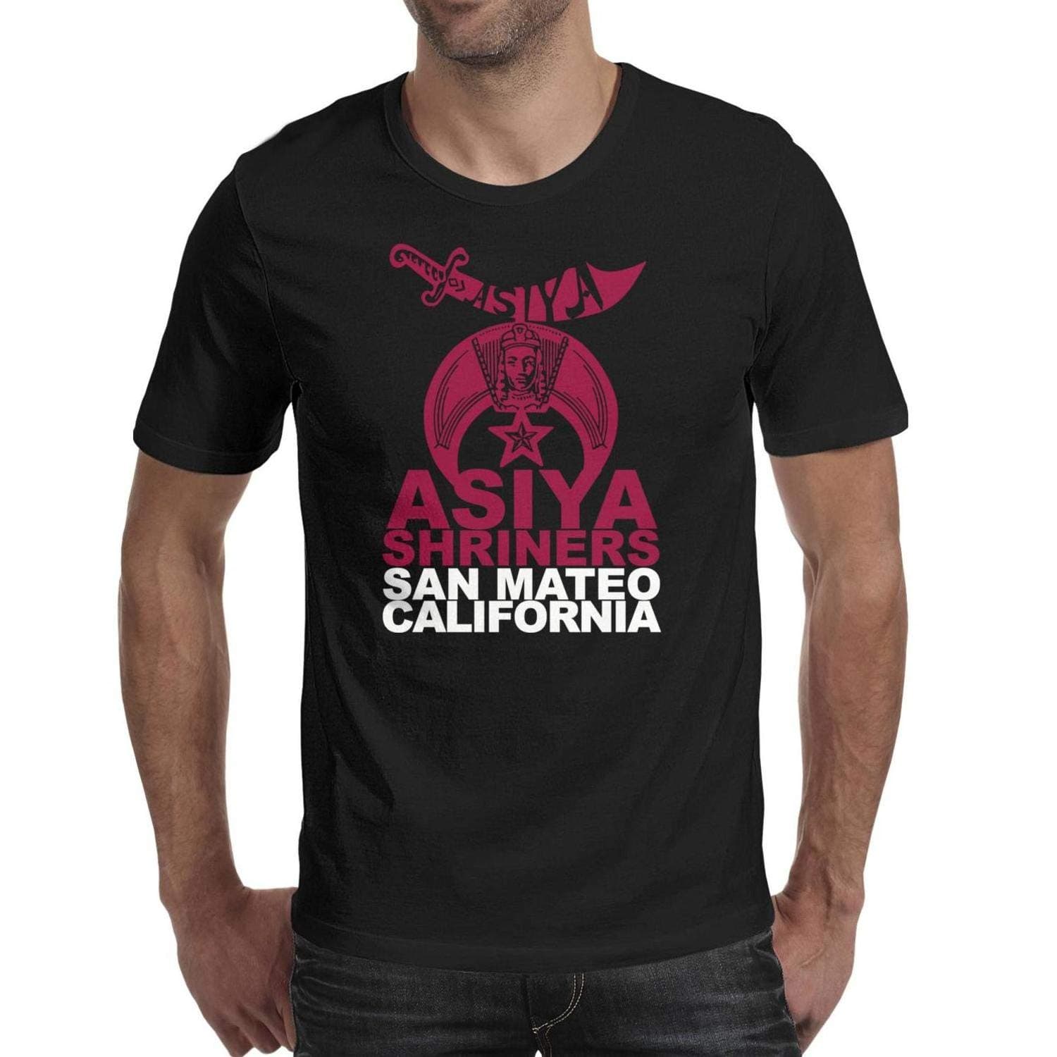 Mens T Shirts Shriners Logo Solid Tee for Men Blend Distressed Tshirts