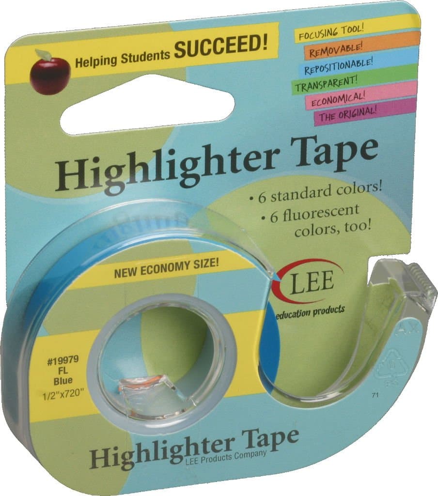 LeeProducts Fluorescent Highlighter Tape .5"X720" - Blue