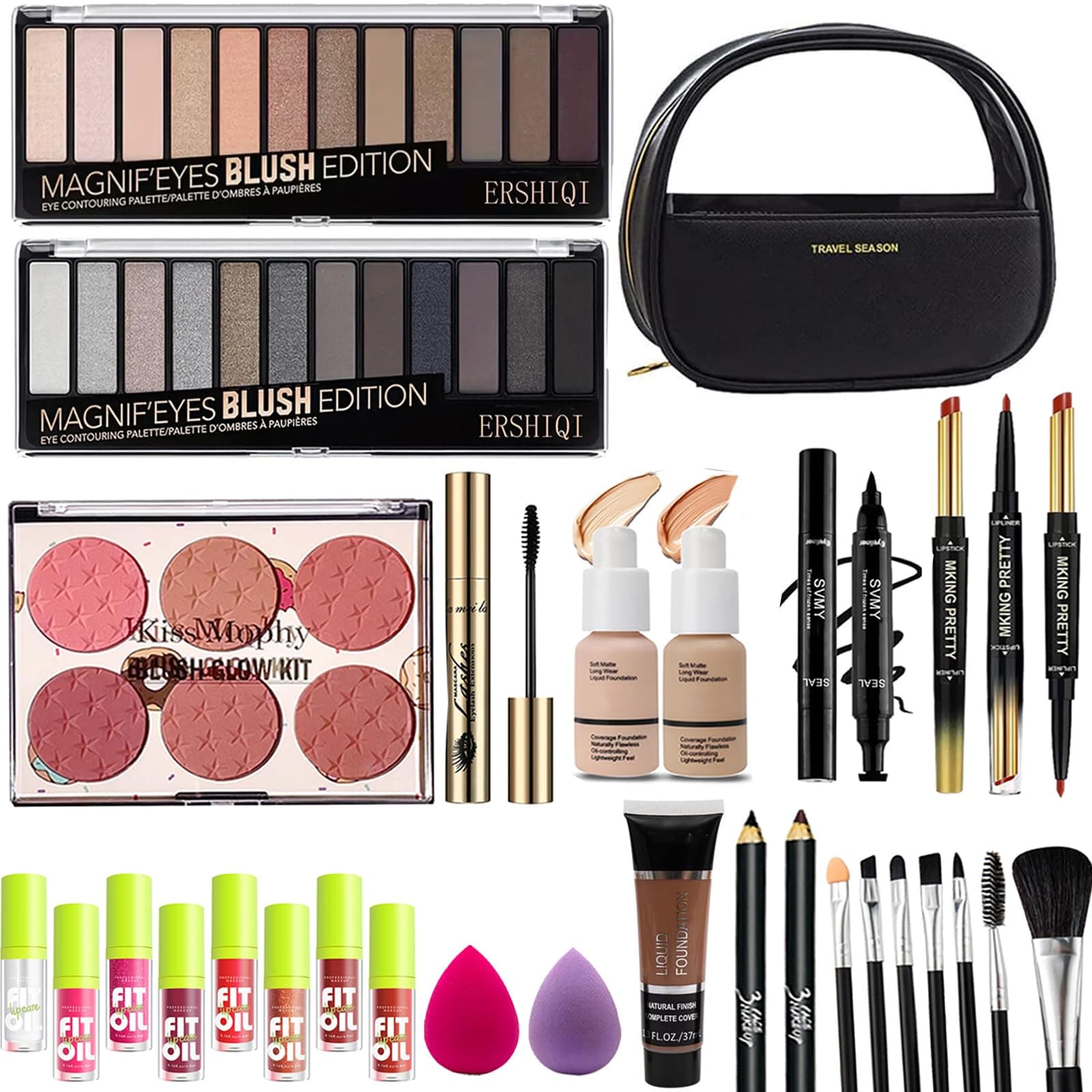 Professional Makeup Set Full Kit All in One Makeup Kit with Cosmetic Bag for Women/Girls&Teenager&Beginners Include Eyeshadow/Eyeliner/Foundation(US-C2-2)