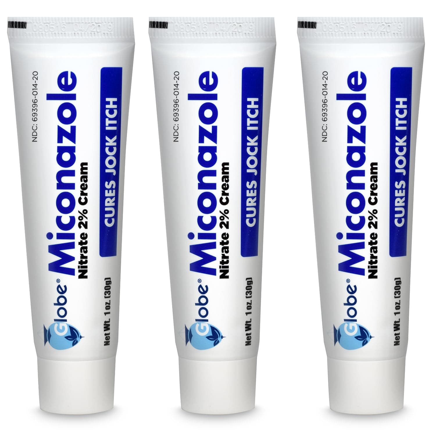 Miconazole Globe (3 Pack) Nitrate 2% Cream 1 oz, Cures Most Athletes Foot, Jock Itch, Ringworm and More.