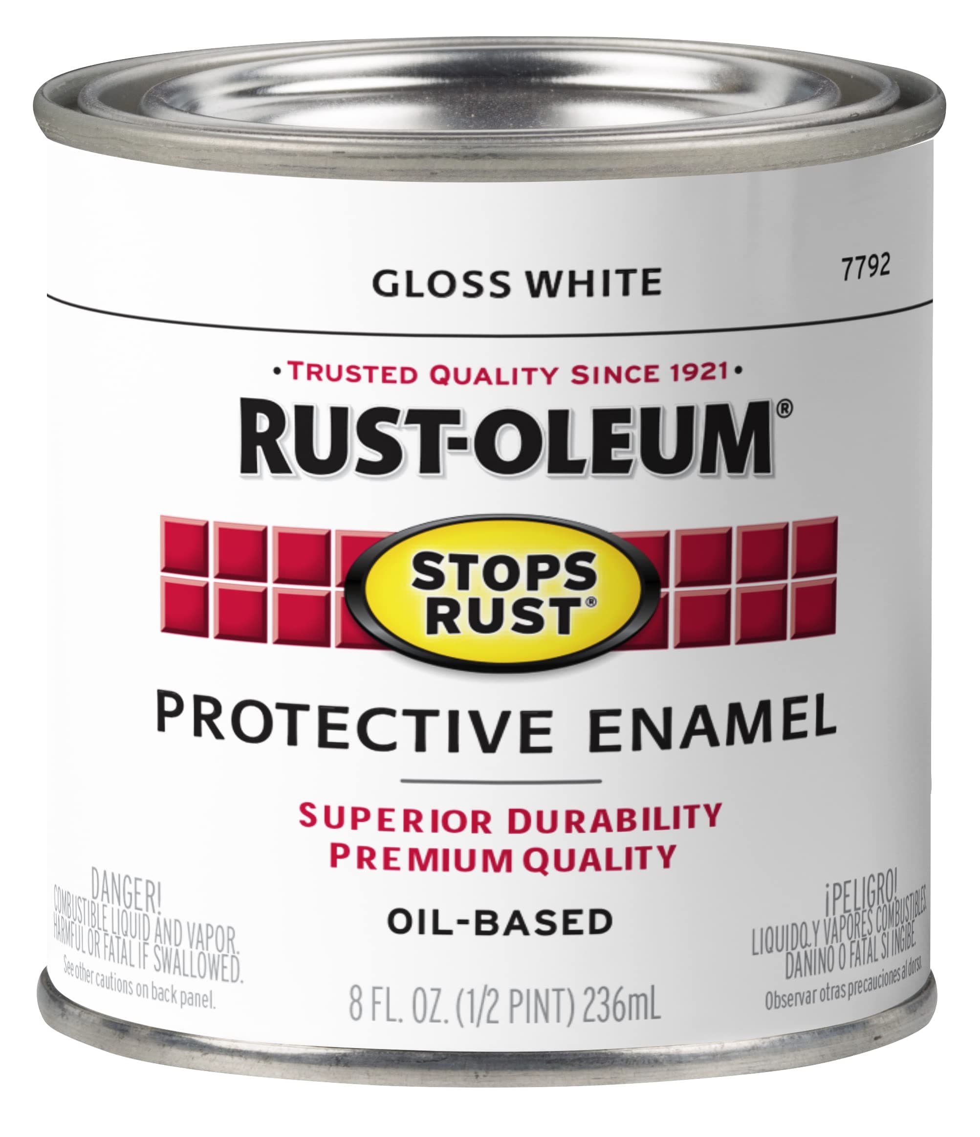 Rust-Oleum 7792730 Stops Rust Brush On Paint, Half Pint, Gloss White (Pack of 1)