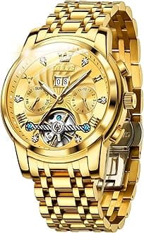 OLEVS Ladies Luxury Gold Silver Stainless Steel Quartz Watch Waterproof Date