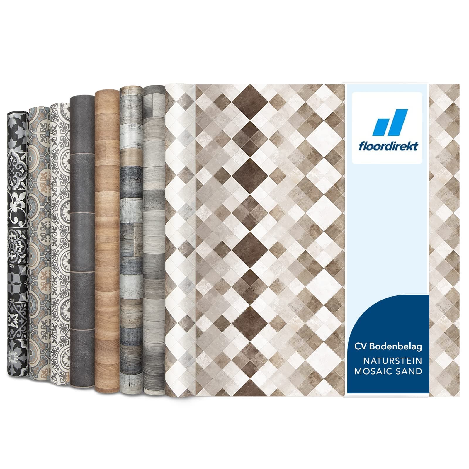 CV Cushioned Vinyl Flooring PVC Tile Effect, Structured Vinyl Flooring, Tile Optic Flooring for Kitchen, Bathroom, Home or Commercial (200 x 400 cm, Toscana Sand)