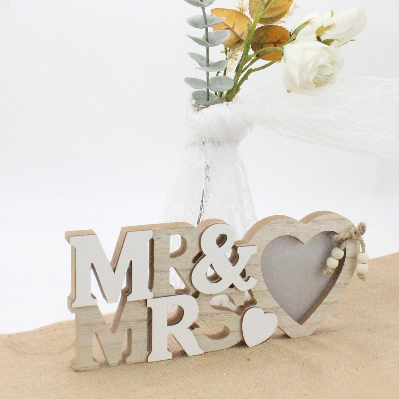 Wedding Decorations for Reception, Mr Mrs Sign for Wedding Table, Couple's photo frame, Rustic Wedding Docor Supplies Stuff for Table Centerpieces Ceremony Inside and Outside