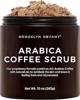 Brooklyn Botany Arabica Coffee Scrub -100% Natural - With Coconut And Shea Butter - Best Anti Cellulite And Stretch Mark Treatment, Spider Vein Therapy For Varicose Veins & Eczema - 283 g