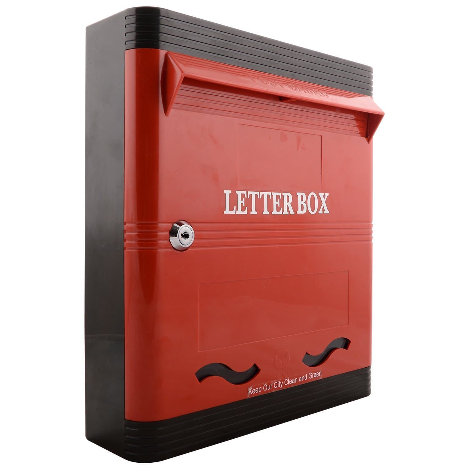 Lamba's Letter Box Wall Mounted Plastic Body in Red and Black Color -PG04RB