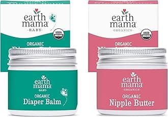 Earth Mama Natural Nipple Butter, 60ml Jar PLUS Angel Baby Bottom Balm, 60ml Jar