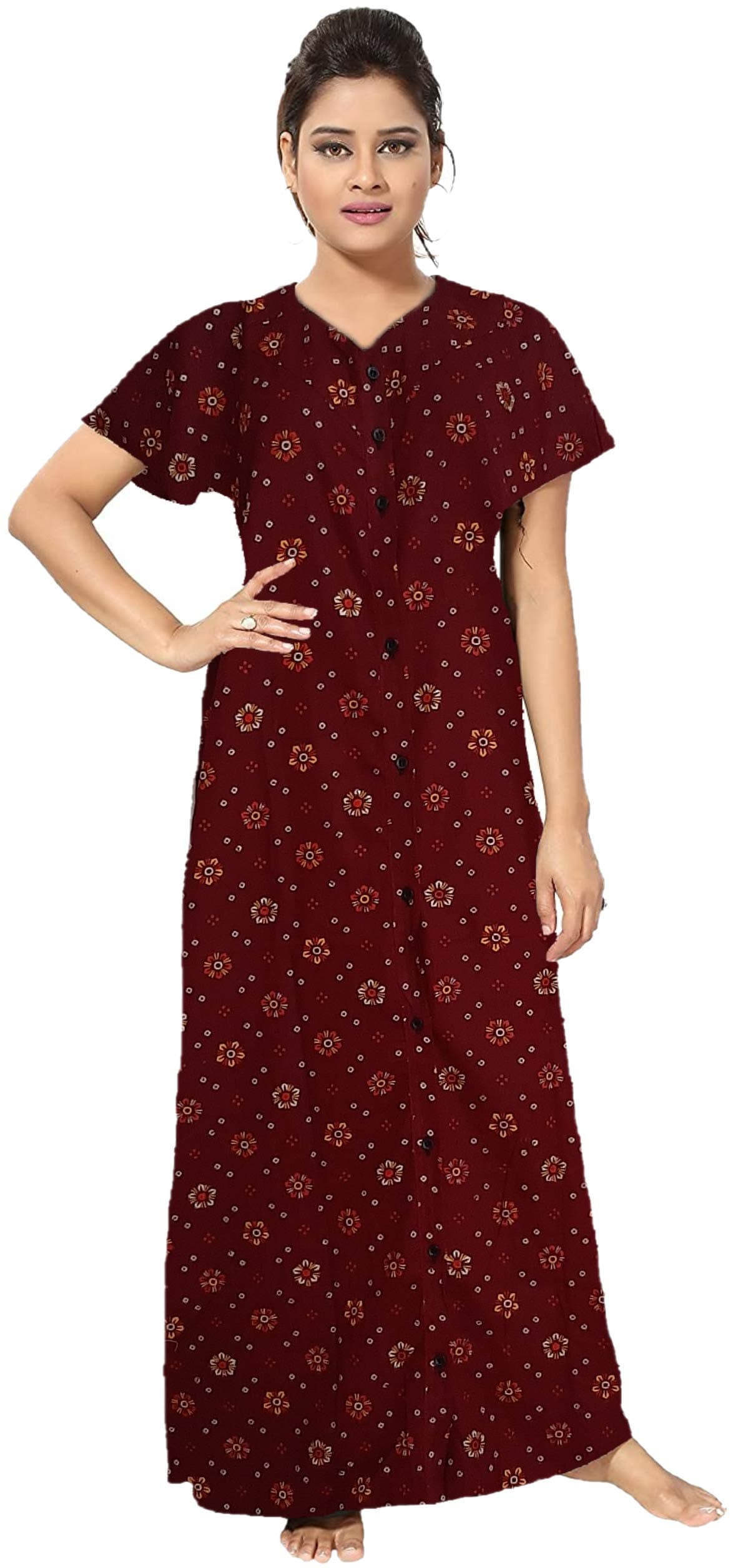 kavyaWomen's Cotton Printed Maxi Nighty