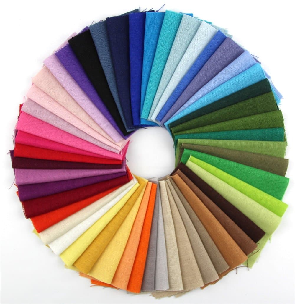 50 Pieces Linen Cotton Fabric Solid Color Bundle Patchwork Squares Of 10 * 10cm