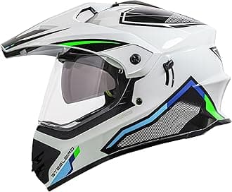 Steelbird Racer Off Road ISI Certified Motocross Double Visor Full Face Graphic Helmet Outer Clear Visor and Inner Silver Sun Shield