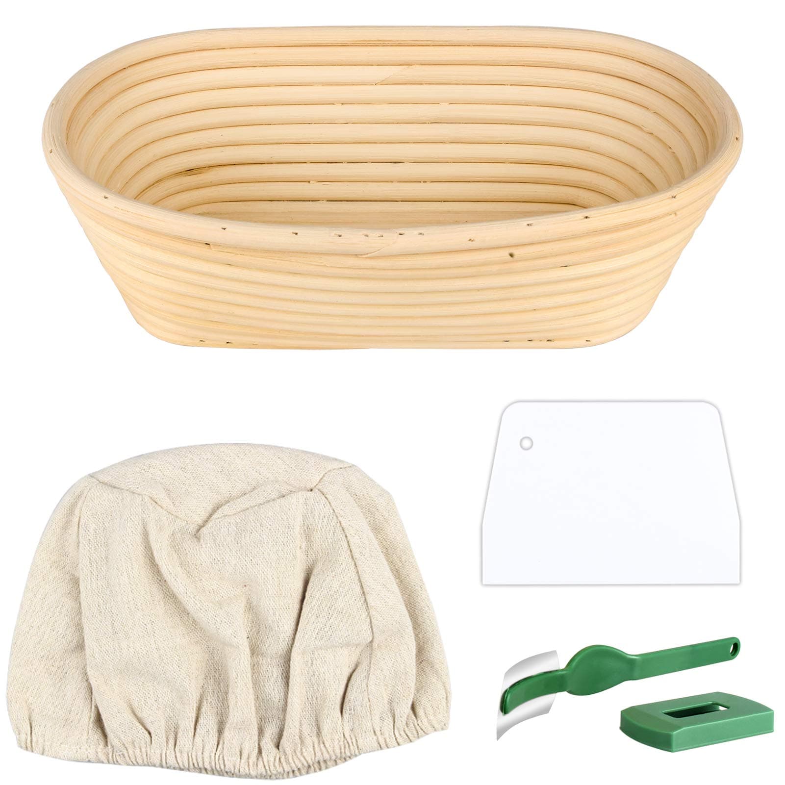 Wooputne Bread Proofing Basket, Prooving Rattan Bamboo Dough Baskets Oval for Banneton Bread Baking