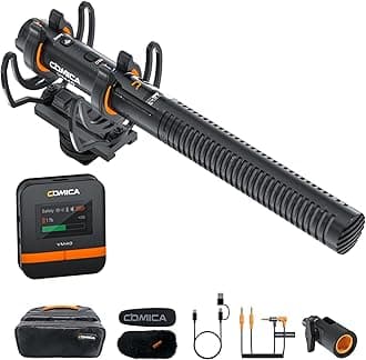 comica VM40 Shotgun Microphone with Wireless Modes, 48kHz/32-bit, 32GB Storage, Safety Audio Track, Super Cardioid Camera Mic for Filmmakers, Vloggers - Wireless Mic for Camera, Smartphone, PC