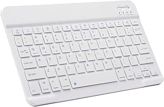 Ultra-Slim Bluetooth Keyboard Portable Mini Wireless Keyboard Rechargeable for Apple iPad iPhone Samsung Tablet Phone Smartphone iPadOS iOS Android (10 inch White)