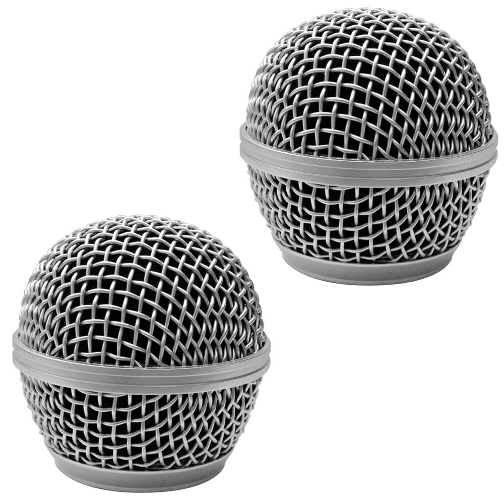 Seismic Audio SA-M30Grille-Silver-2Pack Replacement Silver Steel Mesh Microphone Grill Heads, 2-Pack
