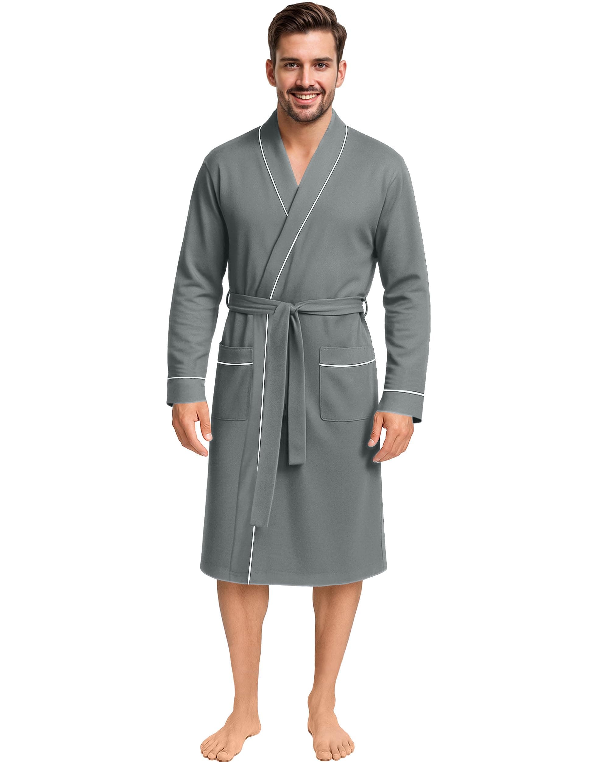 NY Threads Men's Robe Cotton Blend Knit Bathrobe
