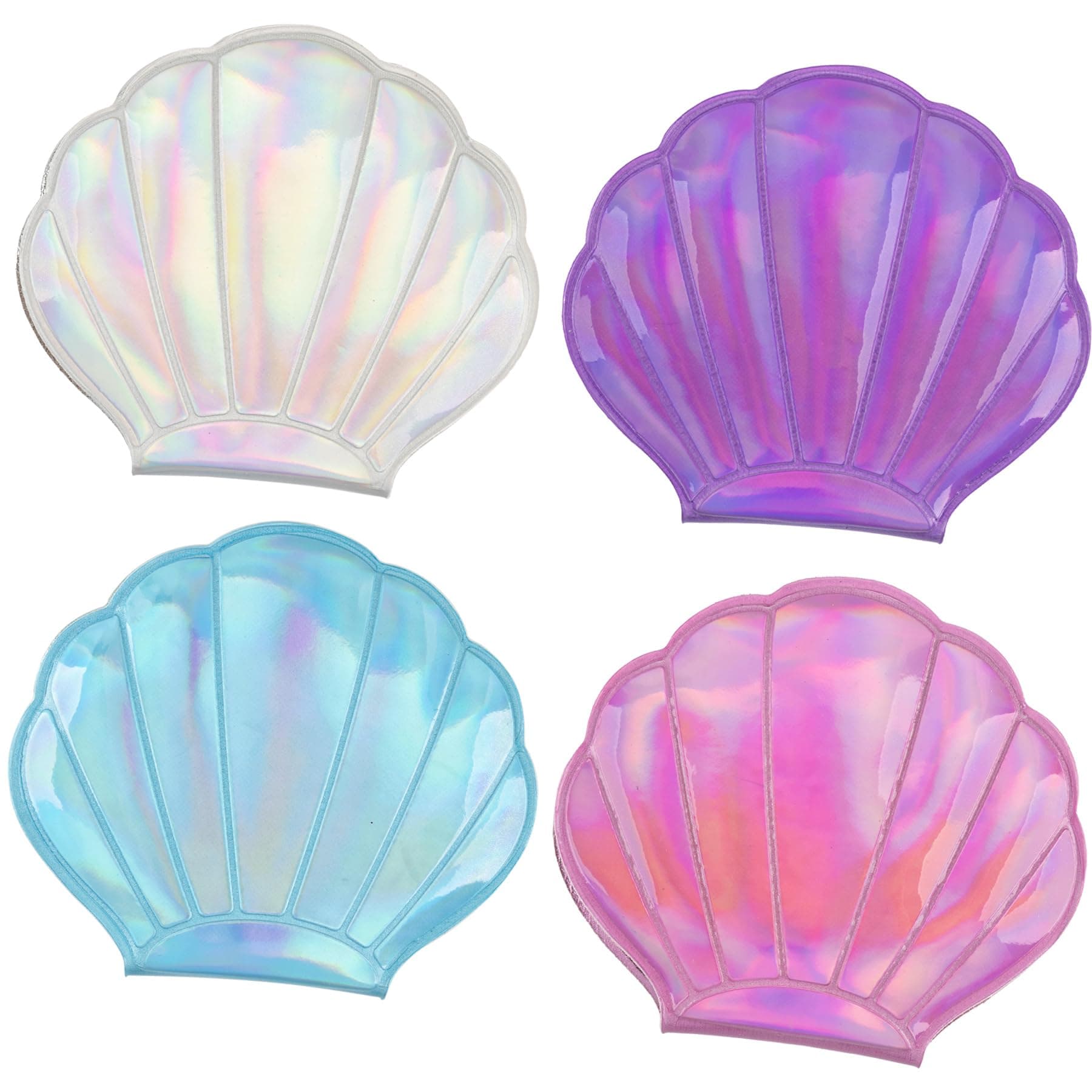 Framendino, 4 Pack Portable Glitter Shell Shape Mirror Foldable Travel Makeup Cute Double-Sided Magnification Small Compact Seashell Mini Handhold for Women