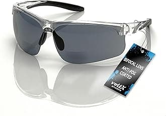 voltX 'ULTIMATE SPORTS' Bifocal Safety Glasses (+2.5 Dioptre, ULTIMATE Smoke) - Anti Fog Coated UV400 lens - Adjustable nosepiece - Microfibre Carry Bag