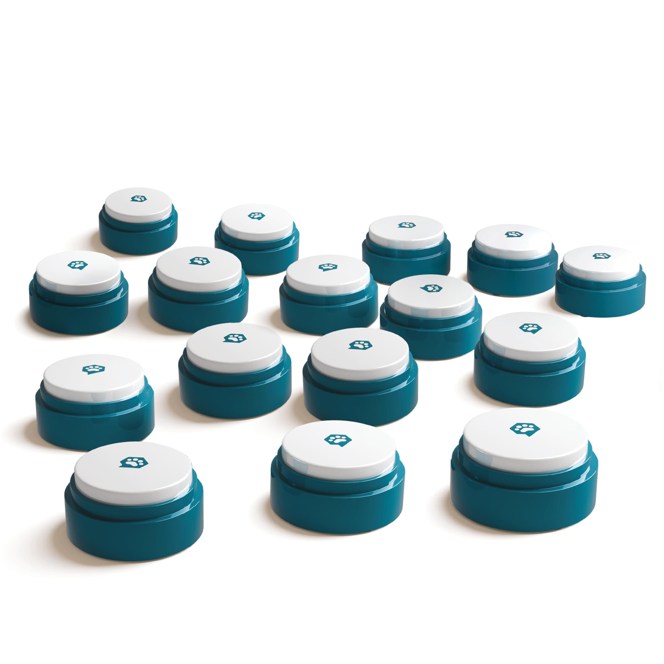 FluentPet Basic Buttons 16-Pack | Recordable Buttons with Batteries Included for Dogs and Cats | Customizable Cat/Dog Buttons for Communication | Compact Easy-to-Press Design