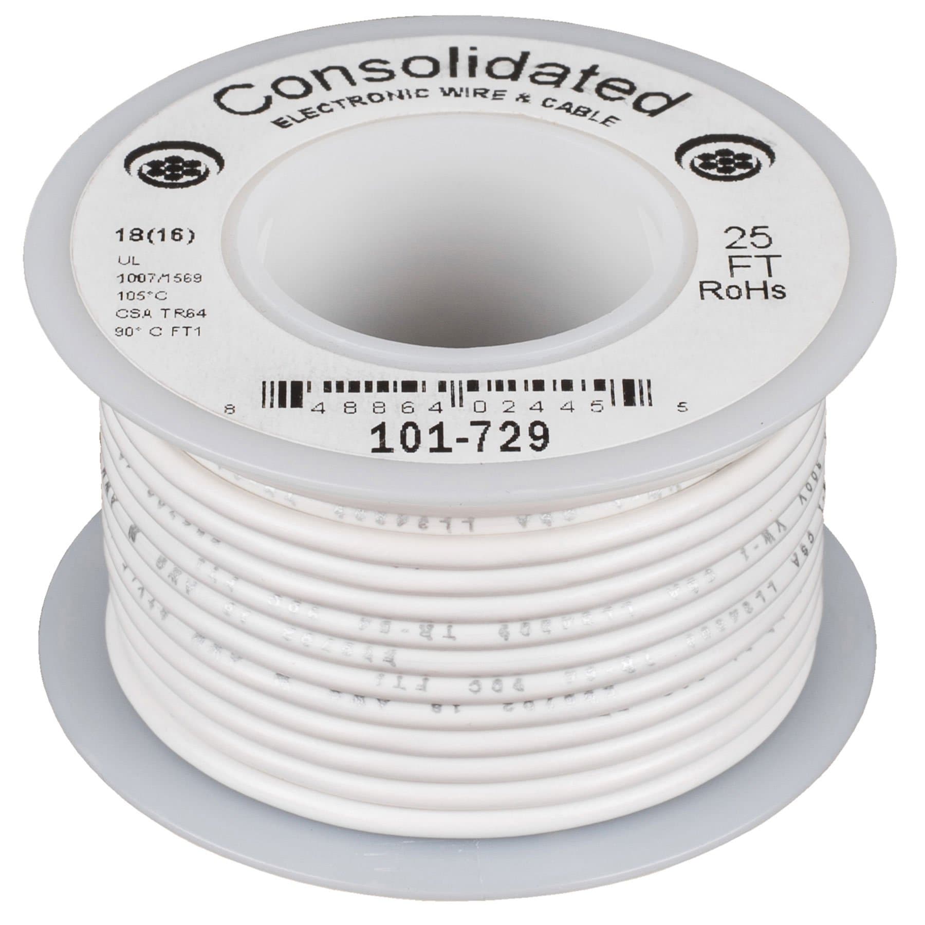Consolidated Stranded 18 AWG Hook-Up Wire 25 ft. White UL Rated