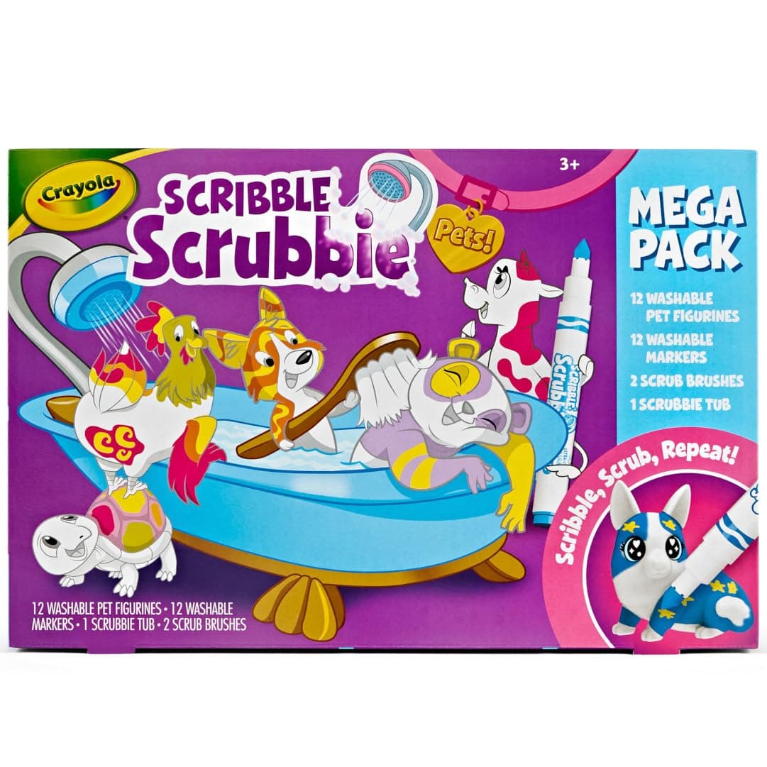 Crayola Scribble Scrubbie Pets Mega Set (25+ pcs), Reusable Pet Care Toy, Toys for Girls & Boys, Gift for Kids, Ages 3, 4, 5