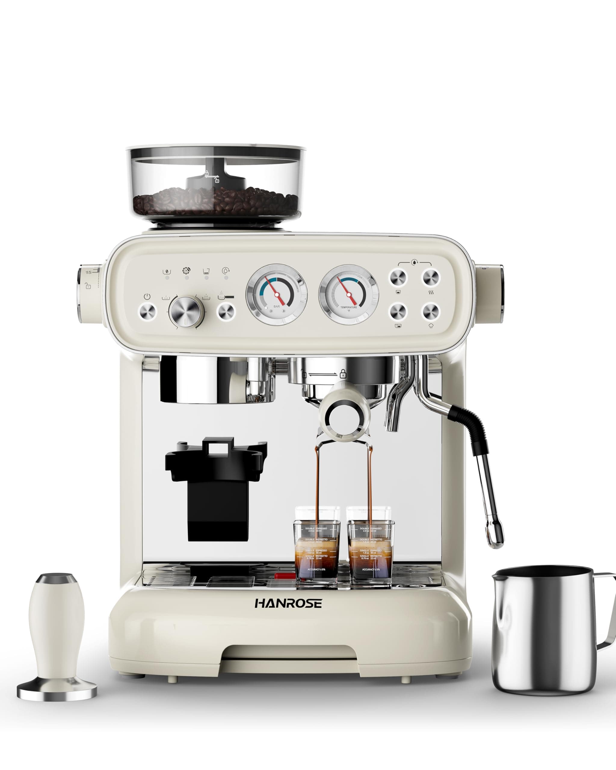 Espresso Coffee Machine with Grinder, 20 Bar Espresso Coffee Machine with Milk Frother - All-in-one Espresso Coffee Machine, Home Espresso Machines, Machine