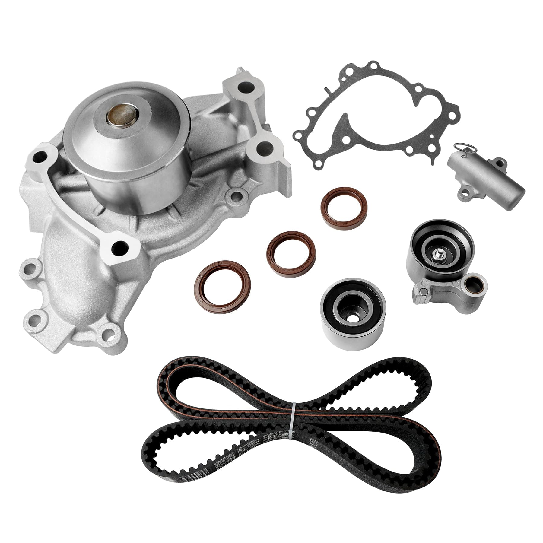 ATRACYPART Engine Timing Belt Kit with Water Pump | Compatible with 2001-2010 Toyota Highlander Camry Sienna Solara & Lexus ES300 RX330 RX400h 3.0L 1MZFE/3.3L 3MZFE V6 DOHC 24V | Replaces# TKT-026