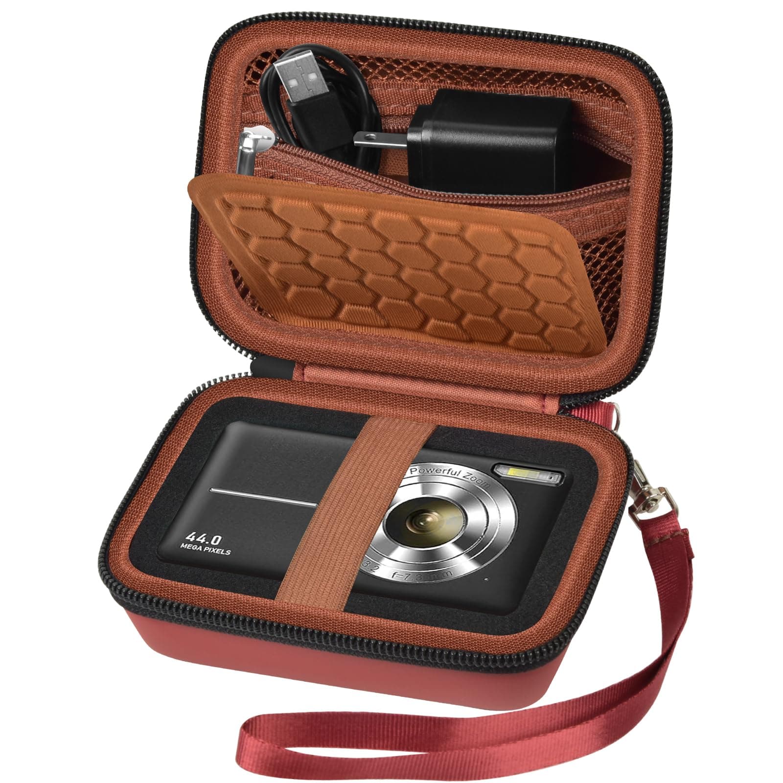 Carrying & Protective Case for Digital Camera, AbergBest 21 Mega Pixels 2.7" LCD Rechargeable HD/Kodak Pixpro/Canon PowerShot ELPH 180/190 / Sony DSCW800 / DSCW830 Cameras for Travel - Brown