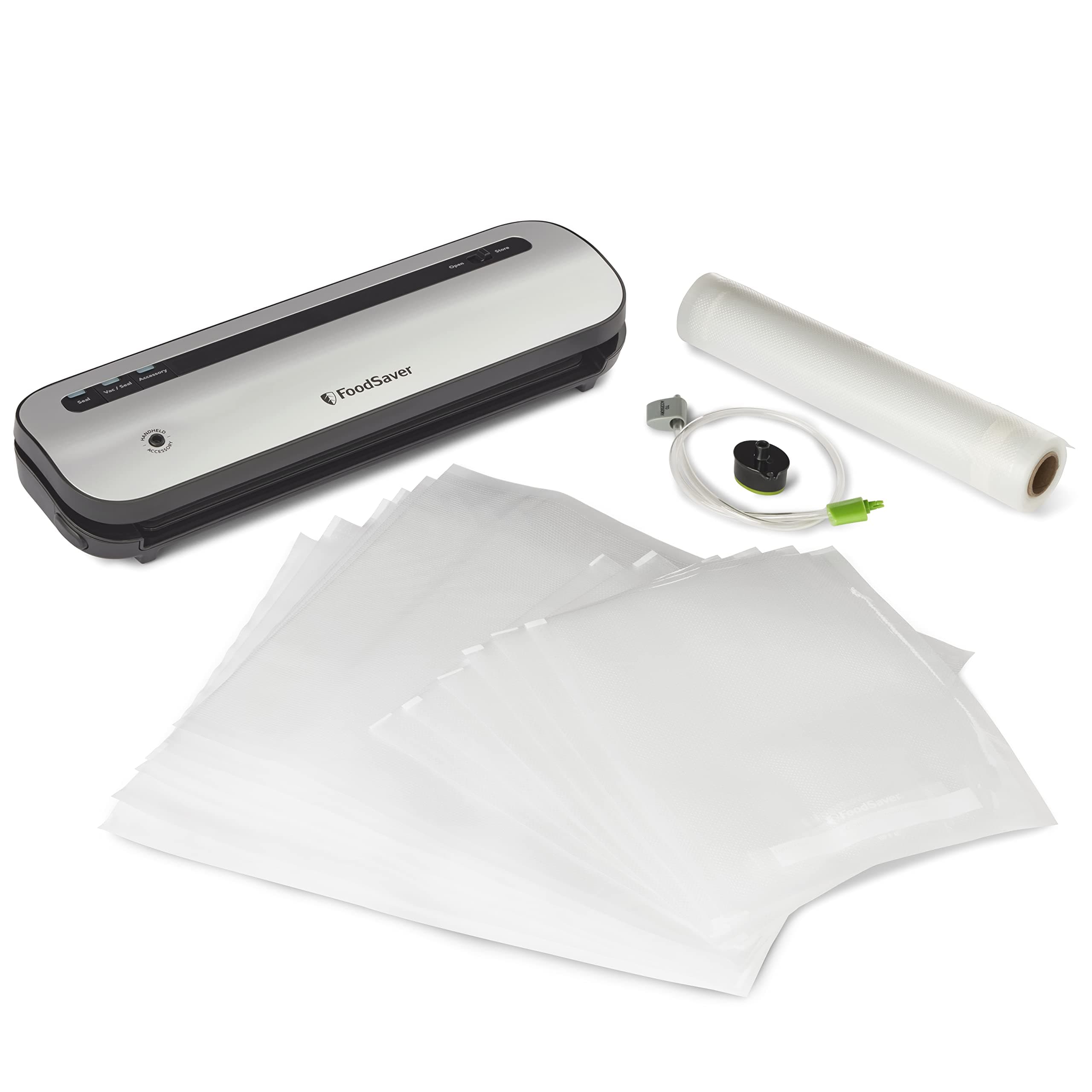 Space-Saving Vacuum Sealer with Bags and Roll