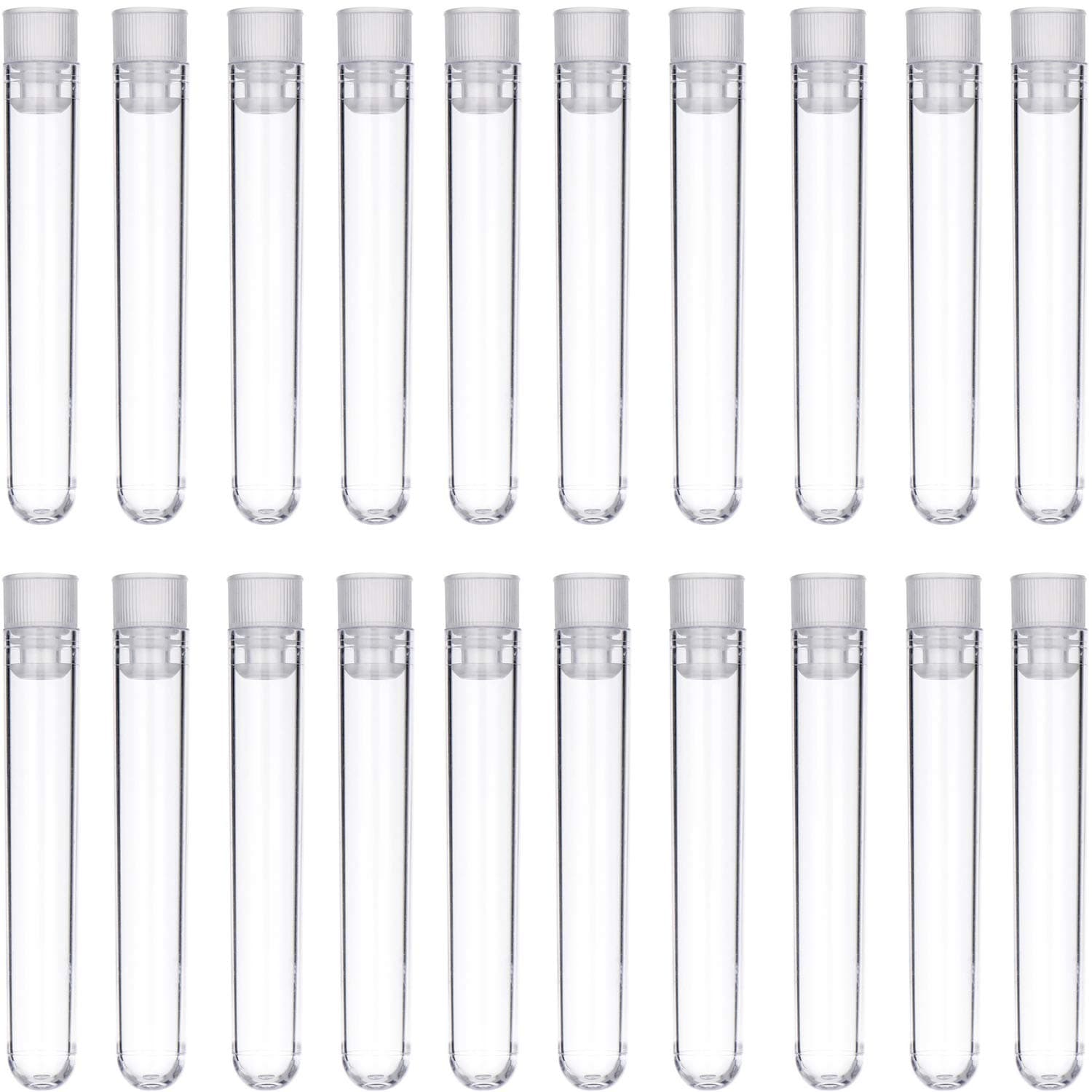 50 Pieces Clear Plastic Test Tubes 12 by 75 mm with Push Caps, 5 ml