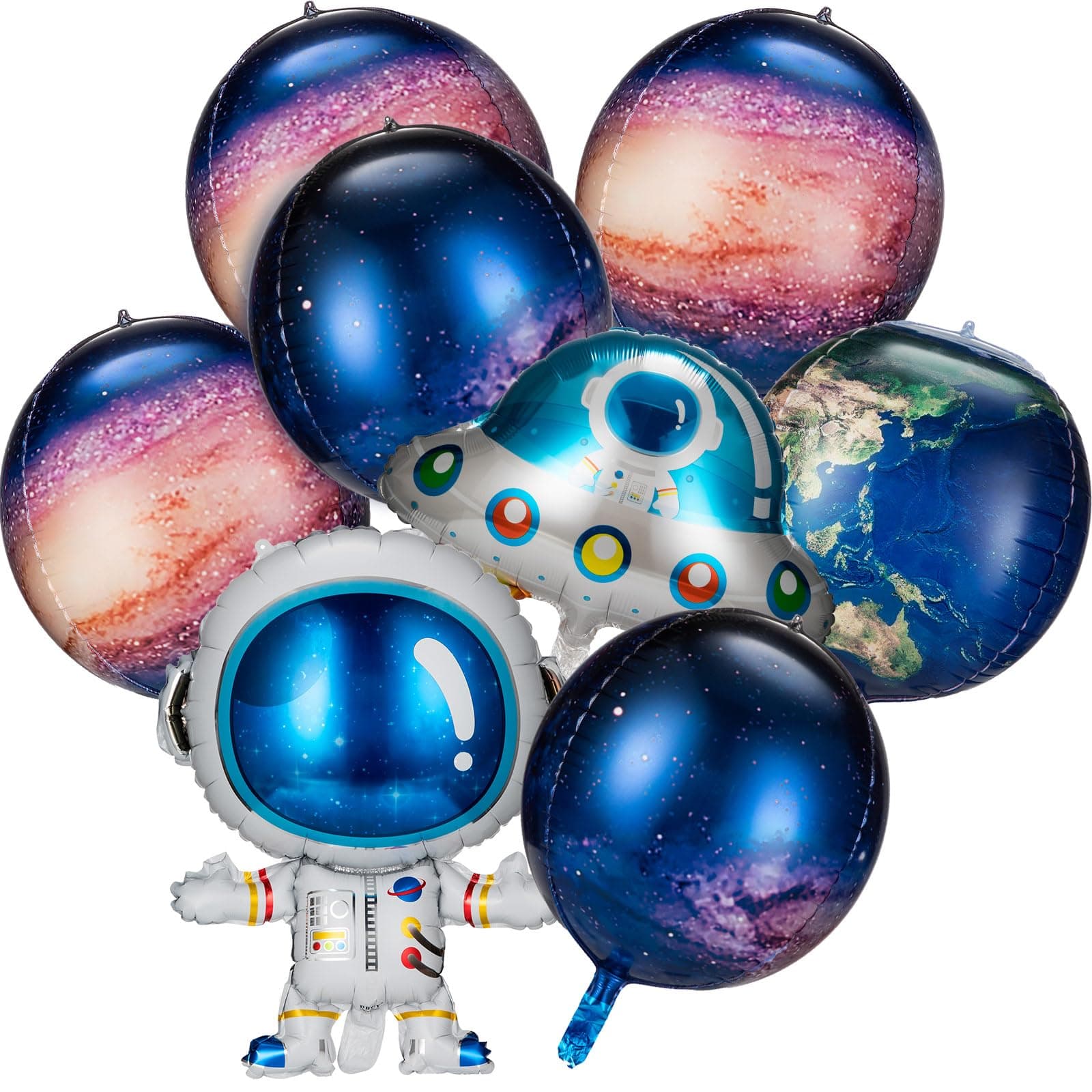 8 Pieces Galaxy Space Balloons Large Outer Space Cartoon Balloons Inflatable Rocket Astronaut Earth Spaceship Planet Balloons Space Themed Party Supplies for Galaxy Birthday Party Photo Booth