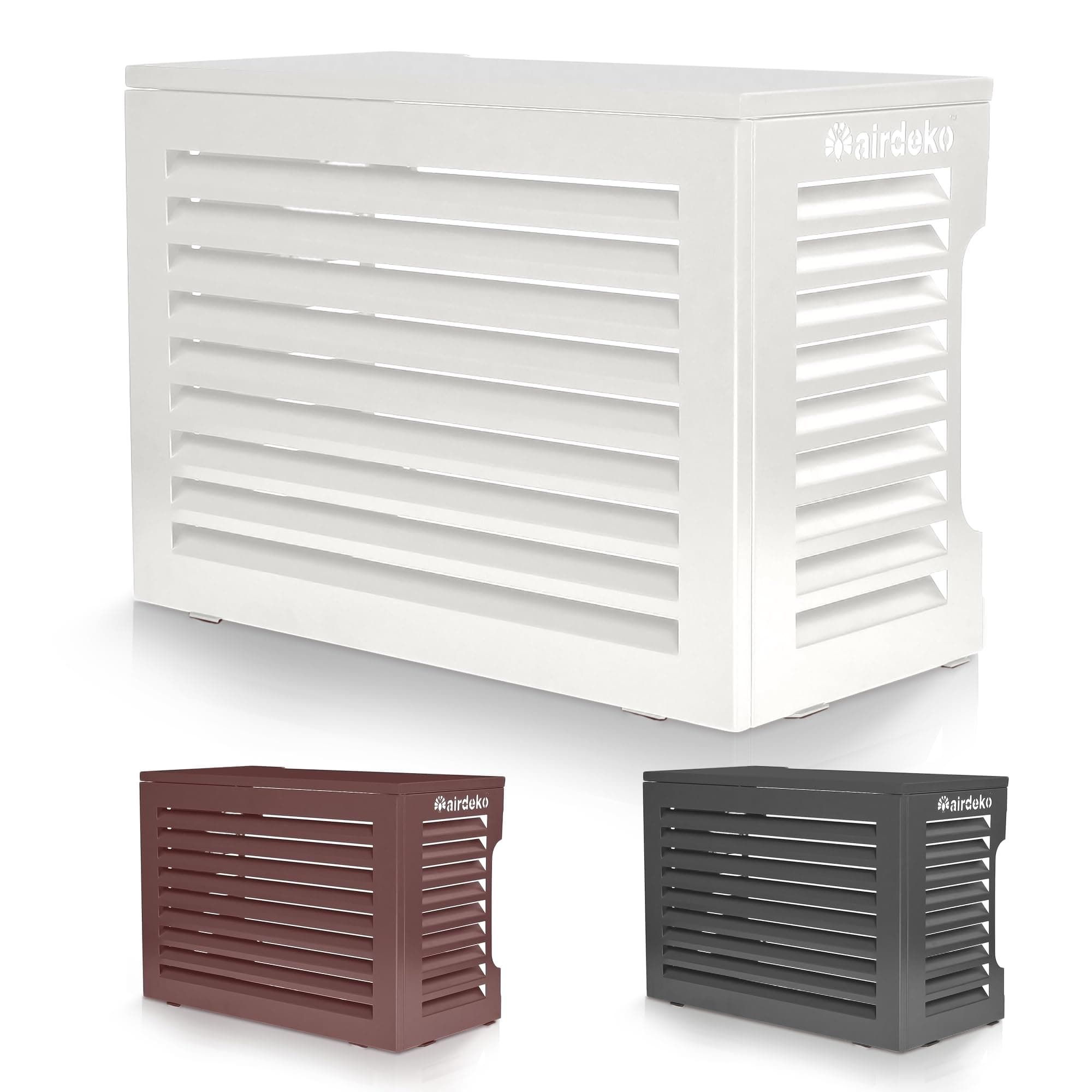 airdeko Mini Split Air Conditioner Covers for Outside Units - Anti-Theft Sturdy Aluminum AC Cover for Mini Split System Outdoor Condenser - Fits 6000BTU to 15000BTU - Off White