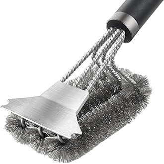 Grill Brush and Scraper, 18" Bristle-Free BBQ Cleaning Grill Brush, Stainless Steel Barbeque Grate Cleaner, Grilling Accessories for Ceramic Iron, Gas/Charcoal Grill, Silver