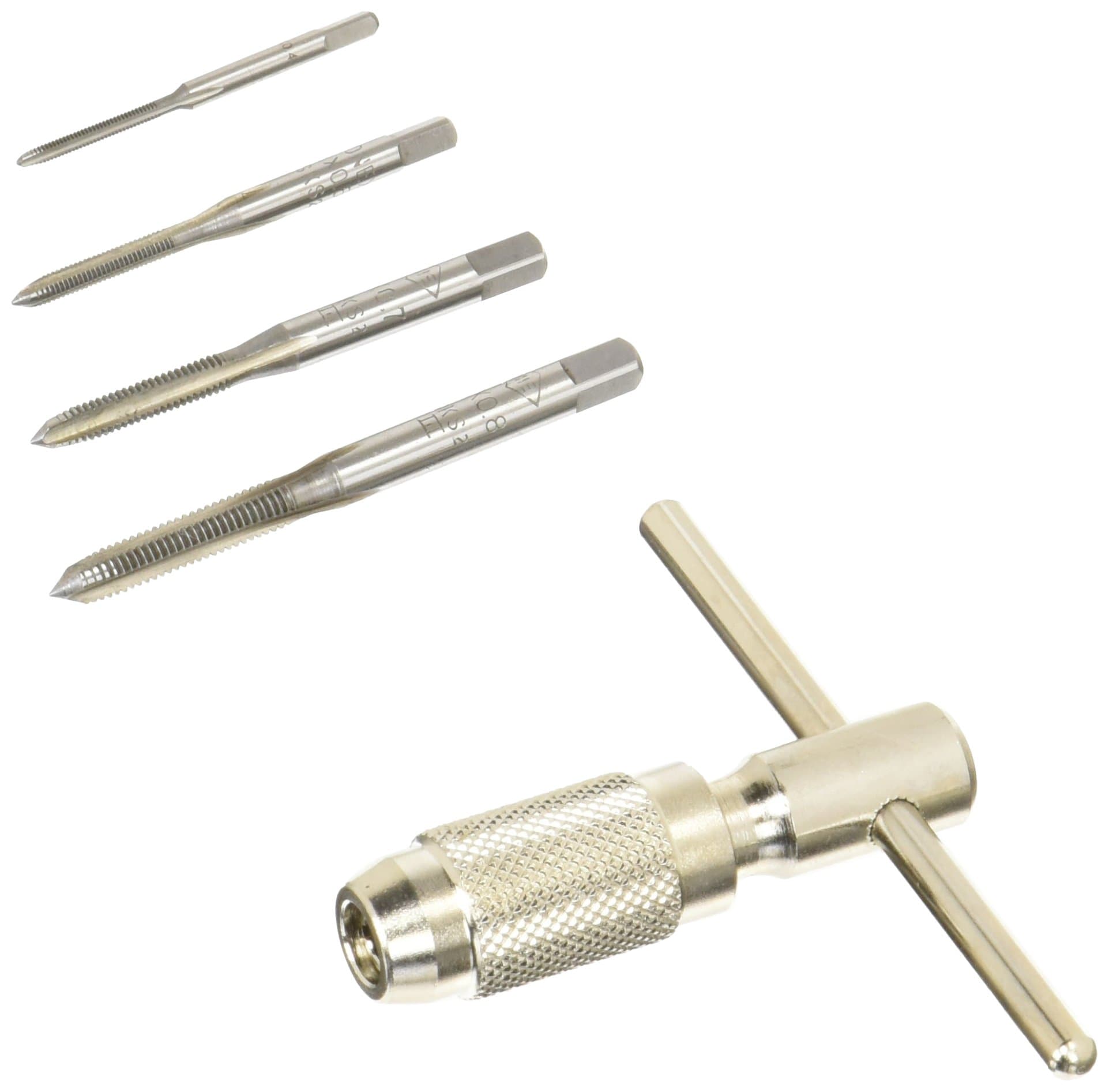 Precision tap Set (m2, m3, m4, m5 taps + T bar Wrench Handle). Made in Japan. ENGINEER tt-03